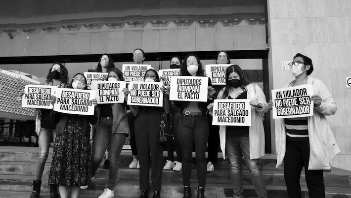 Mujeres militantes de MC solicitaron ante la Cámara de Diputados el desafuero de Féliz Salgado Macedonio, candidato de Morena al gobierno de Guerrero